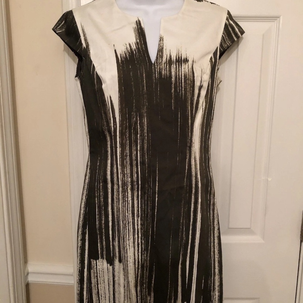 Worth Black and Cream Midi Dress